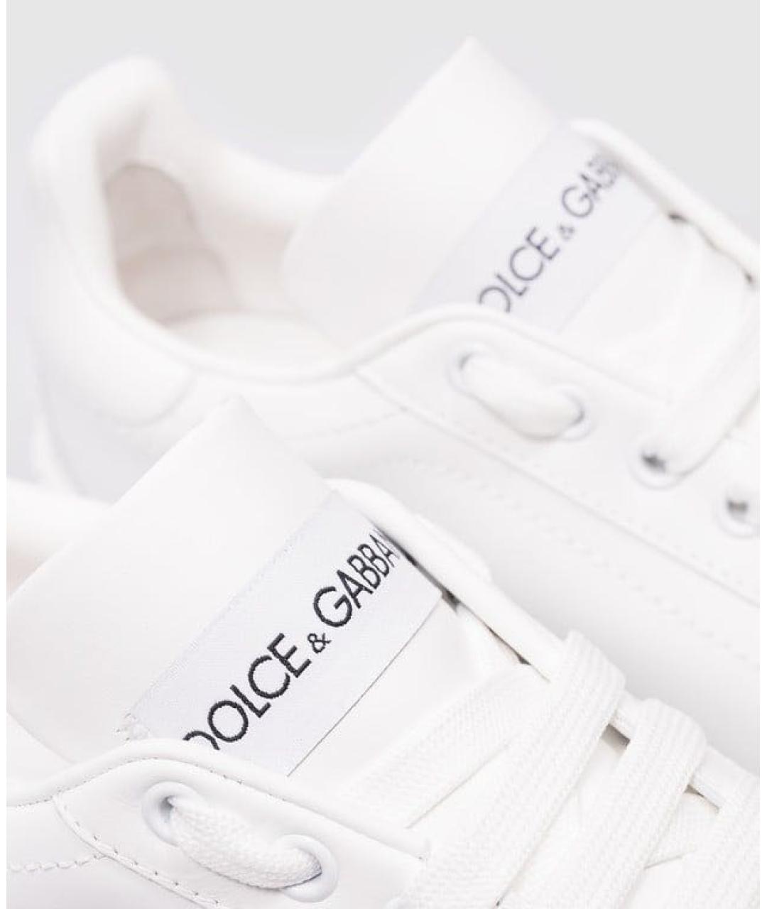 DOLCE&GABBANA Белые кожаные кеды, фото 5