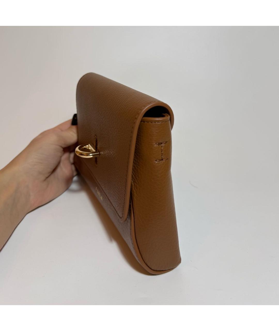 FURLA Коричневая кожаная сумка через плечо, фото 2