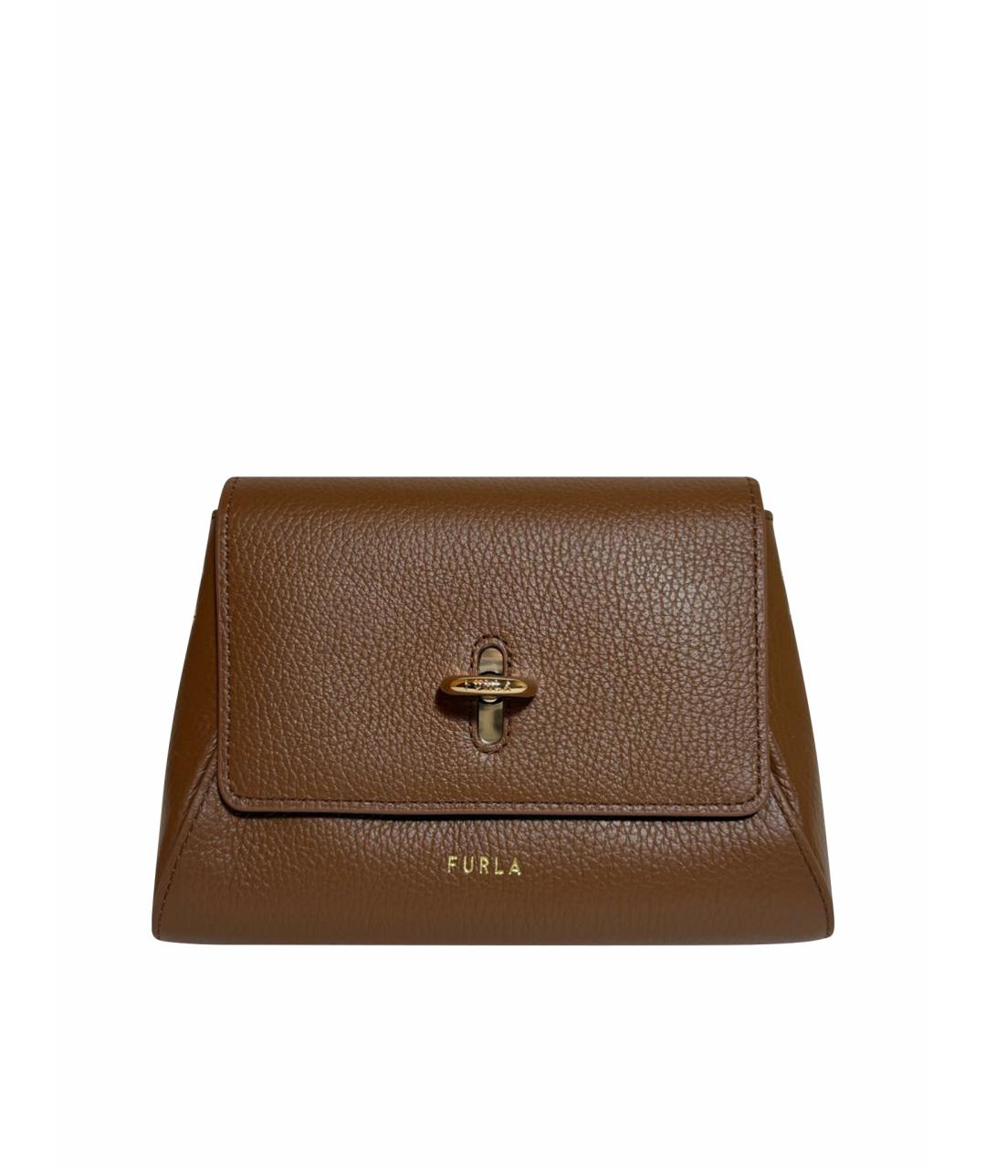 FURLA Коричневая кожаная сумка через плечо, фото 1