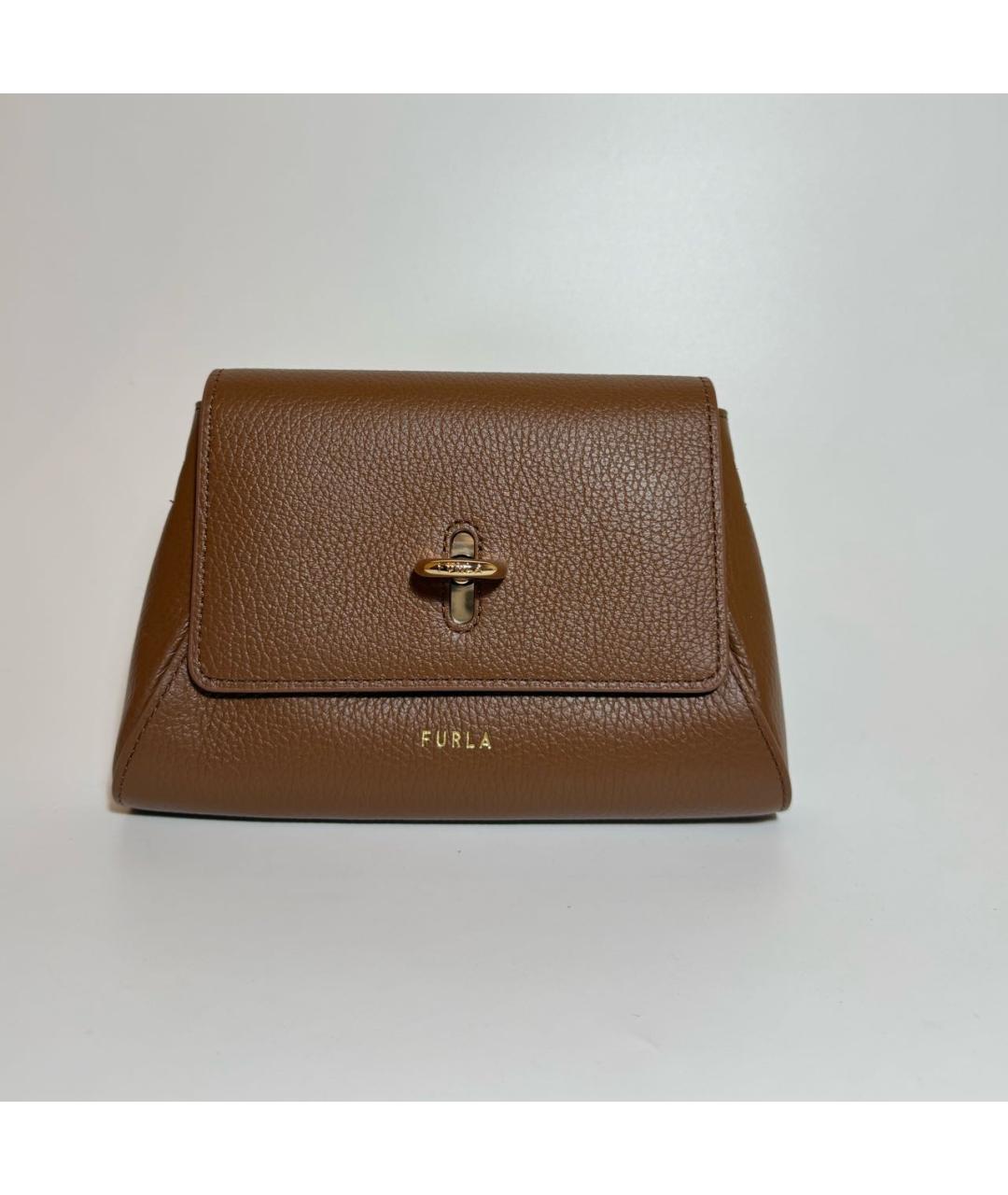 FURLA Коричневая кожаная сумка через плечо, фото 6