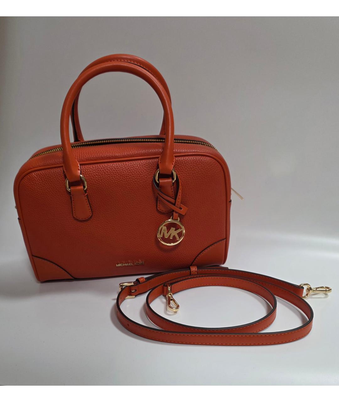 MICHAEL KORS Оранжевая кожаная сумка с короткими ручками, фото 4