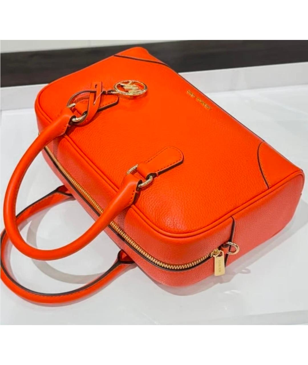 MICHAEL KORS Оранжевая кожаная сумка с короткими ручками, фото 3