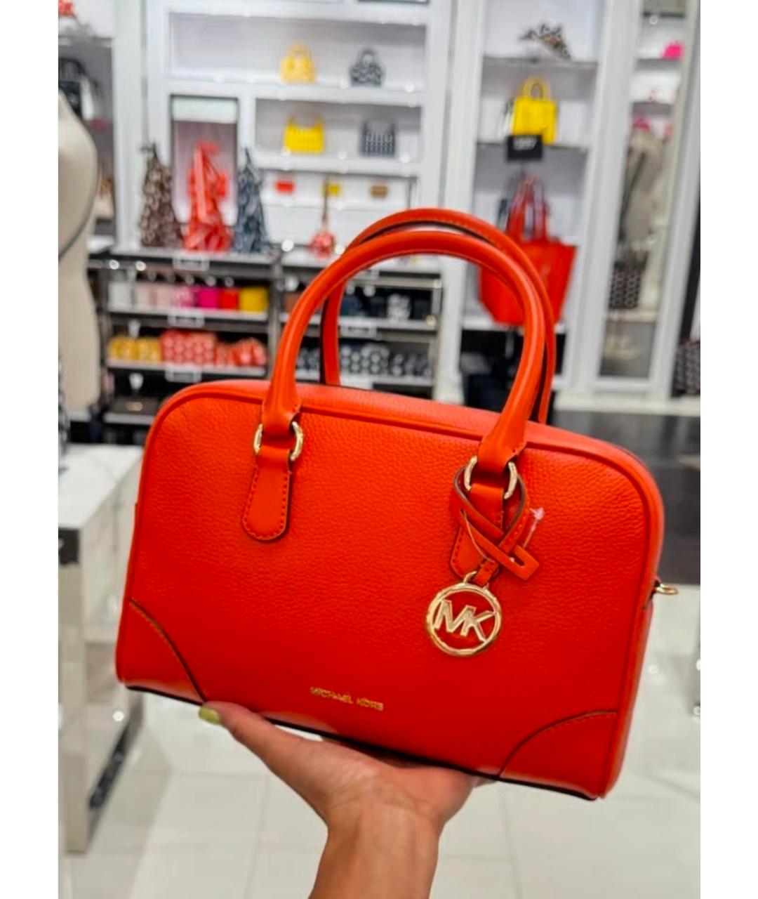 MICHAEL KORS Оранжевая кожаная сумка с короткими ручками, фото 10