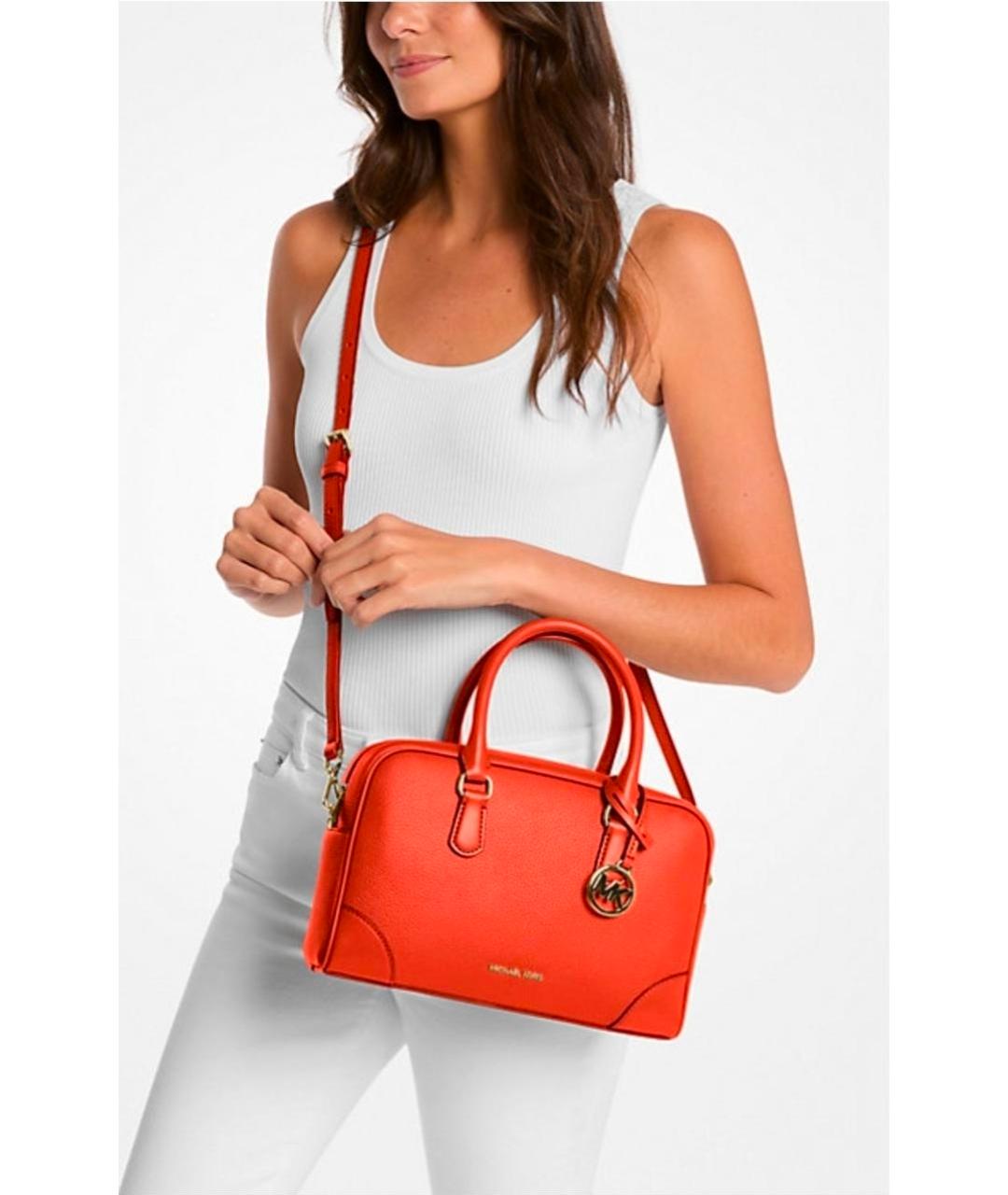 MICHAEL KORS Оранжевая кожаная сумка с короткими ручками, фото 2