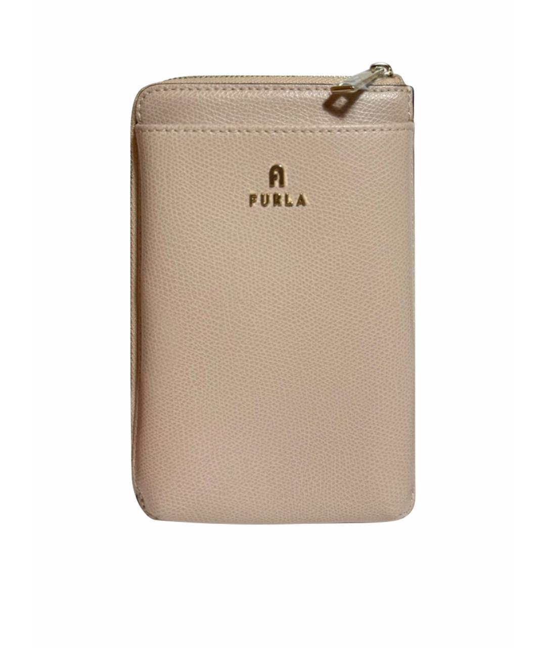FURLA Бежевая кожаная сумка через плечо, фото 1