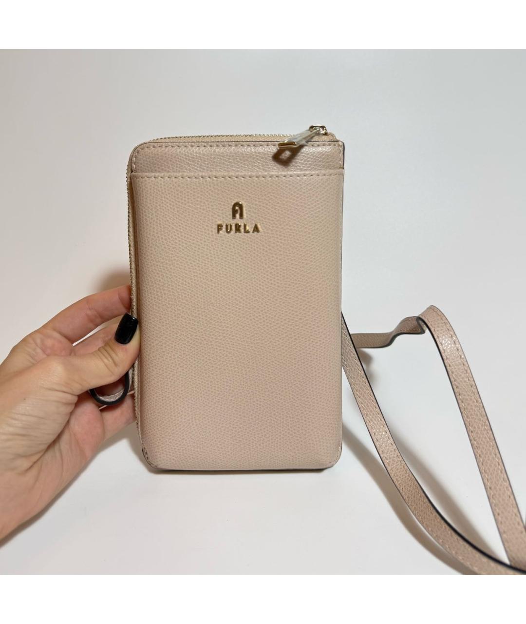 FURLA Бежевая кожаная сумка через плечо, фото 6