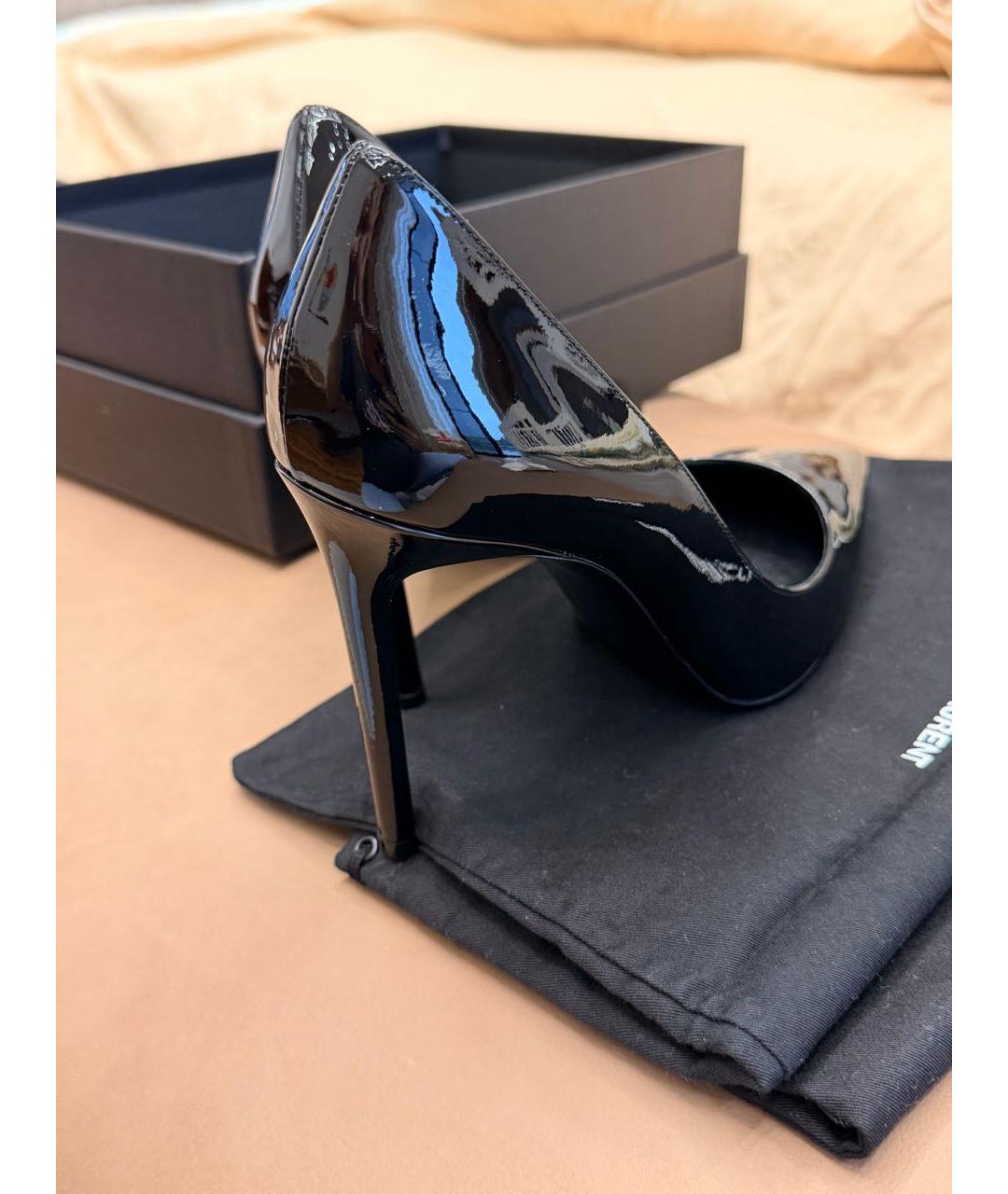 SAINT LAURENT Черные туфли из лакированной кожи, фото 5