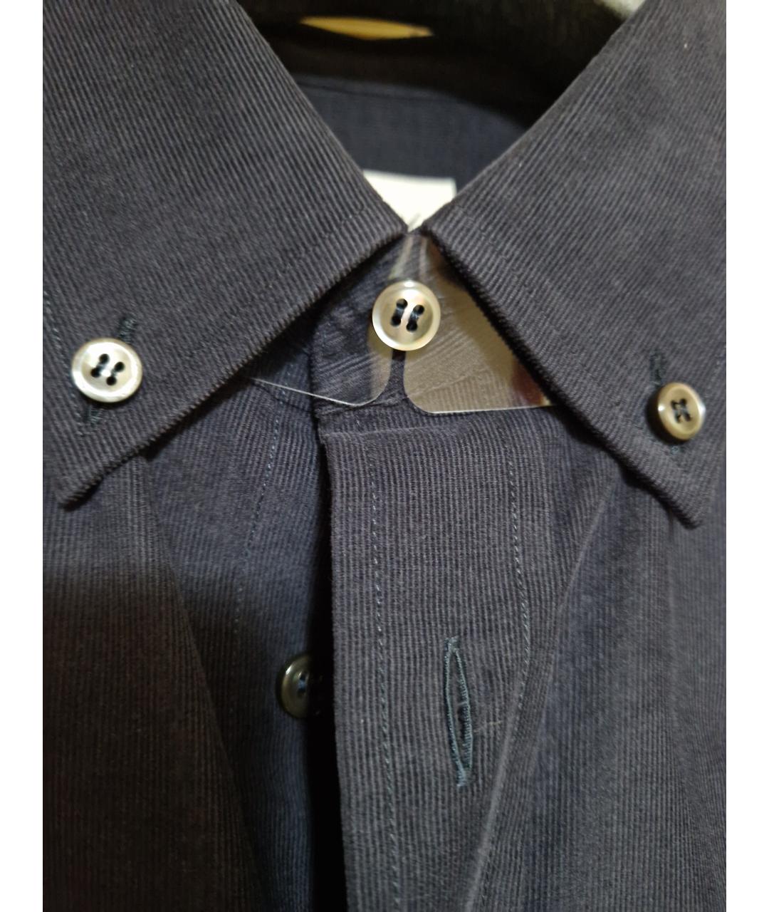 BRIONI Темно-синяя хлопковая кэжуал рубашка, фото 3