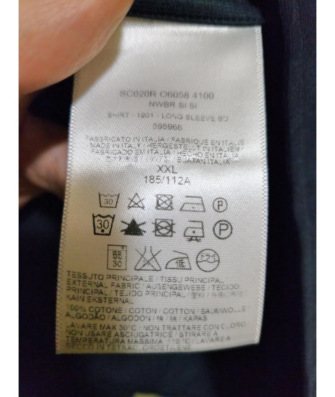 BRIONI Темно-синяя хлопковая кэжуал рубашка, фото 5