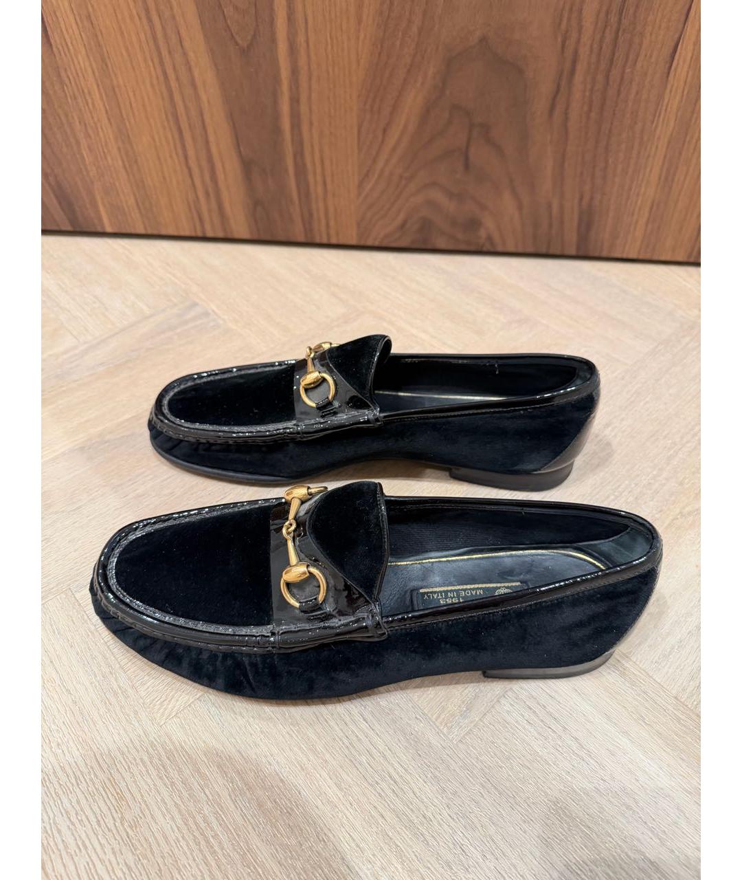 GUCCI Черные бархатные лоферы, фото 4