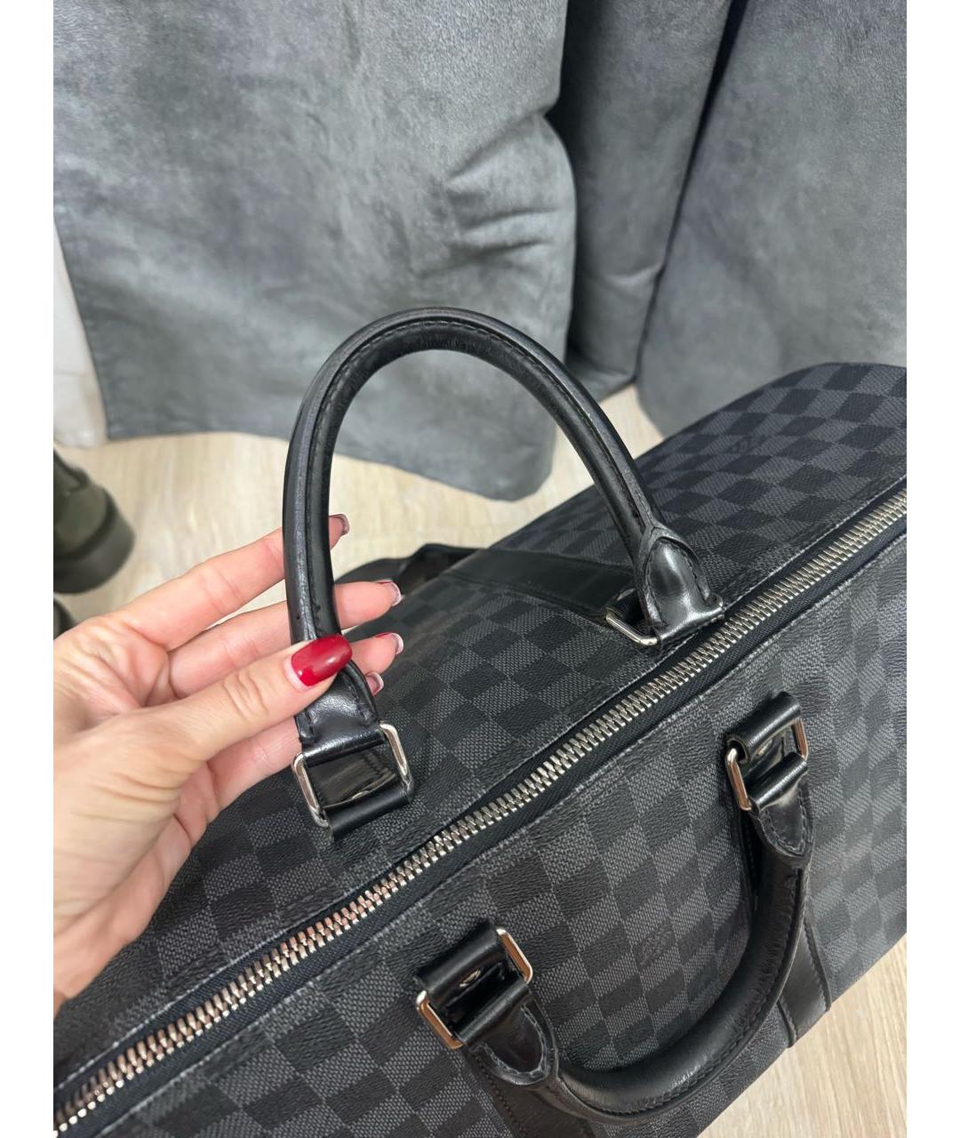 LOUIS VUITTON Антрацитовая сумка на плечо из канвы, фото 4
