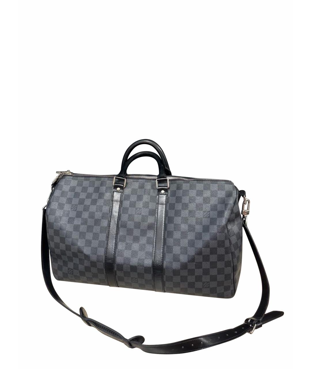 LOUIS VUITTON Антрацитовая сумка на плечо из канвы, фото 1