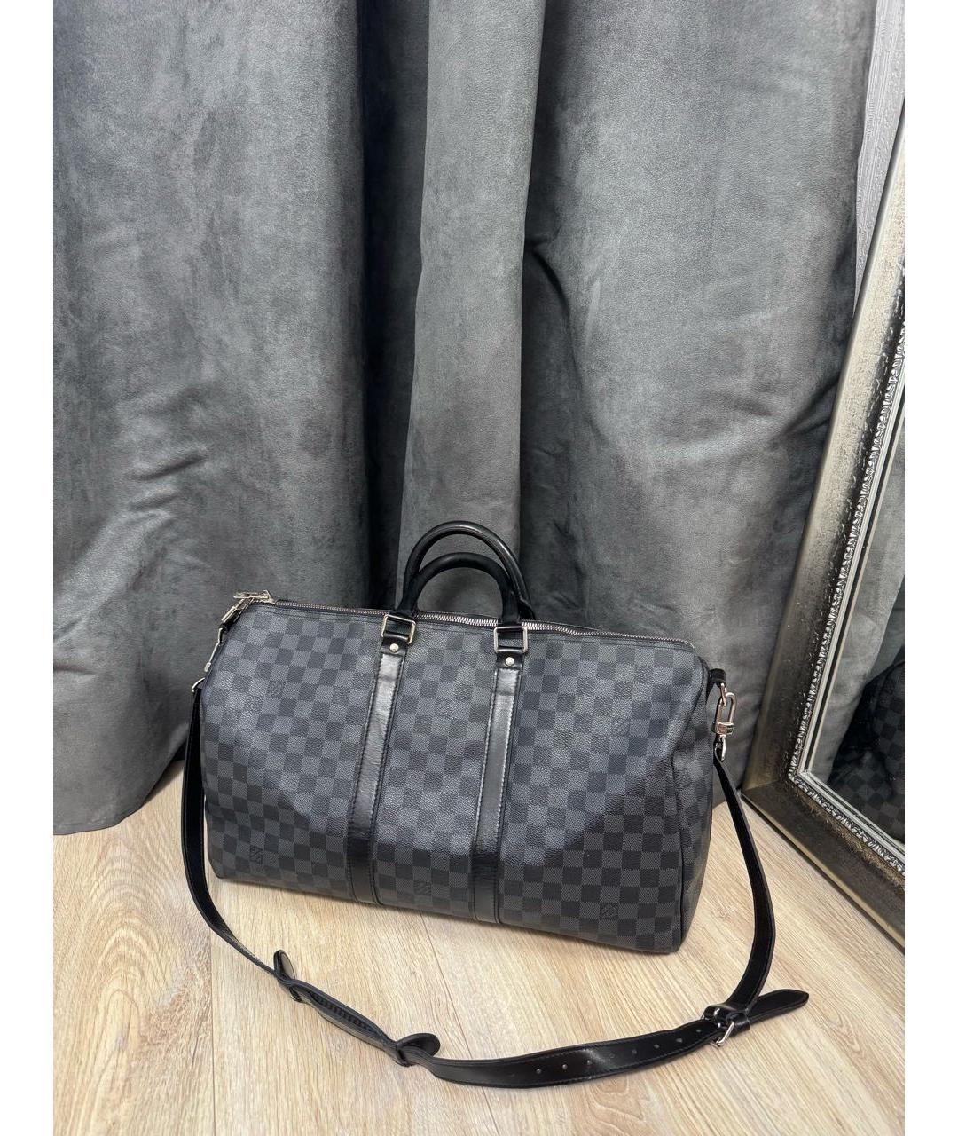 LOUIS VUITTON Антрацитовая сумка на плечо из канвы, фото 8