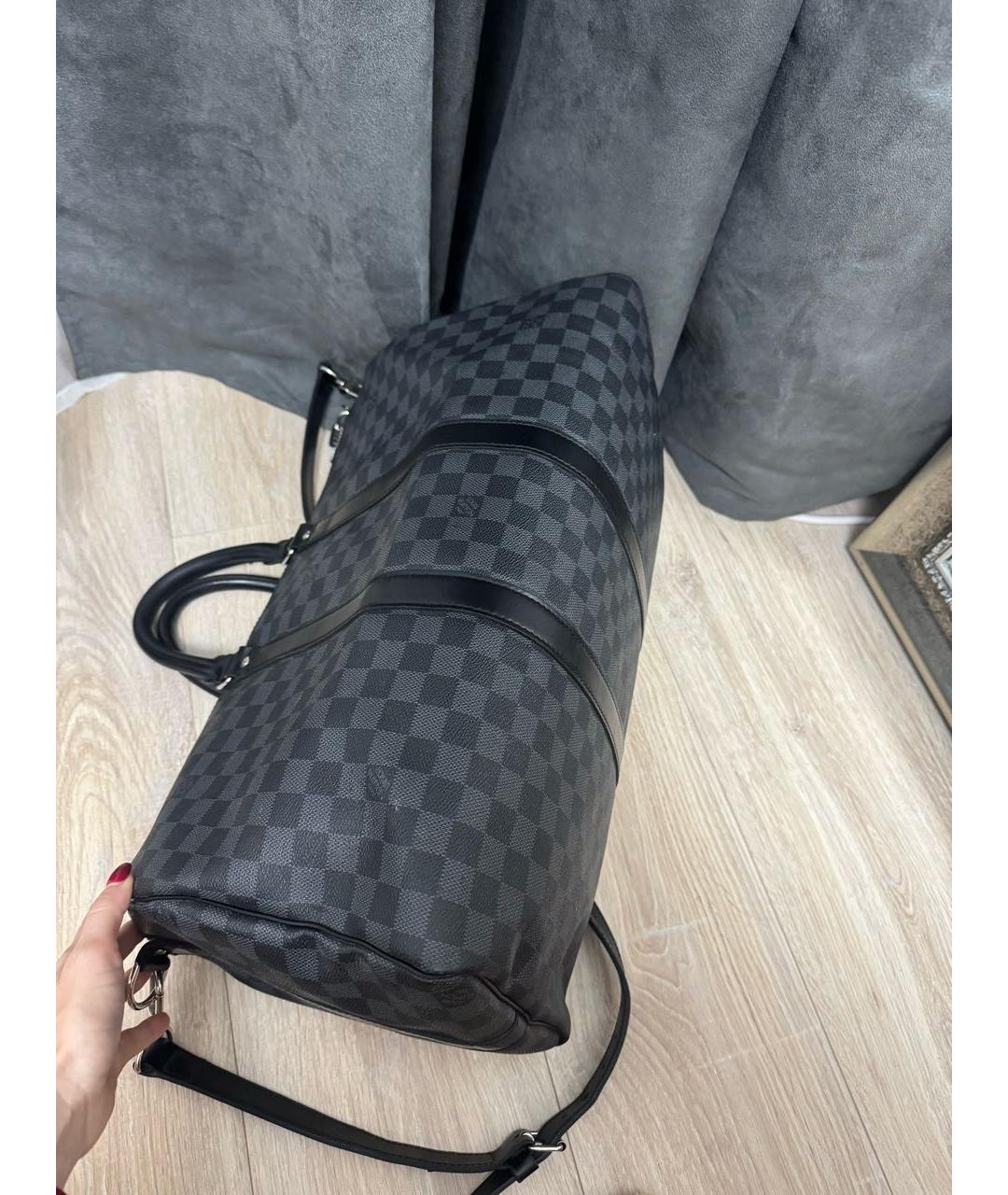 LOUIS VUITTON Антрацитовая сумка на плечо из канвы, фото 2