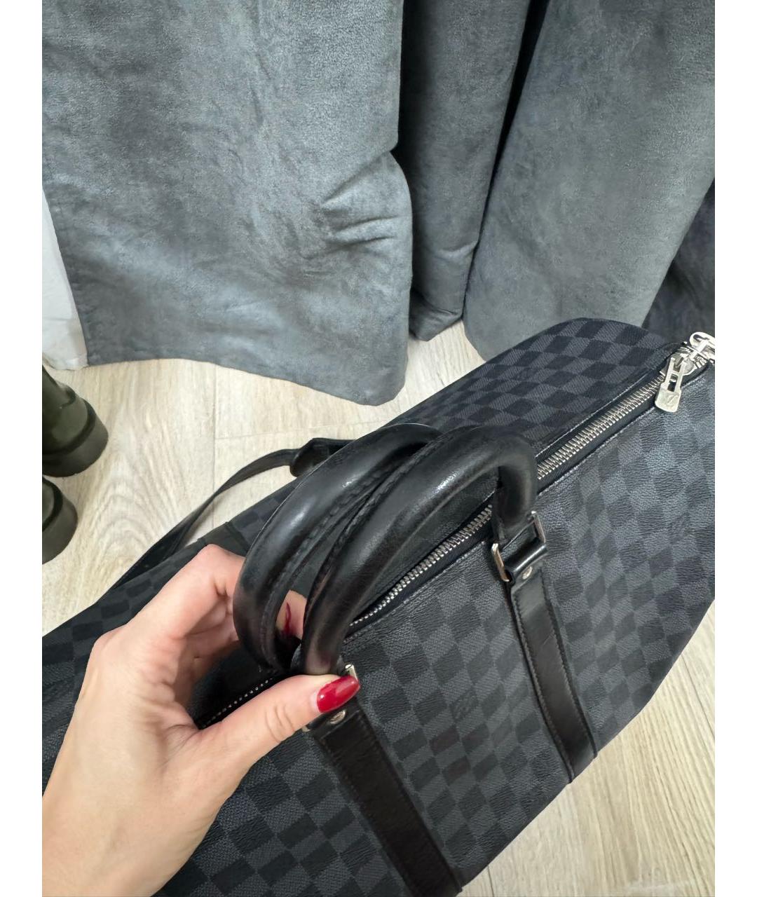 LOUIS VUITTON Антрацитовая сумка на плечо из канвы, фото 5