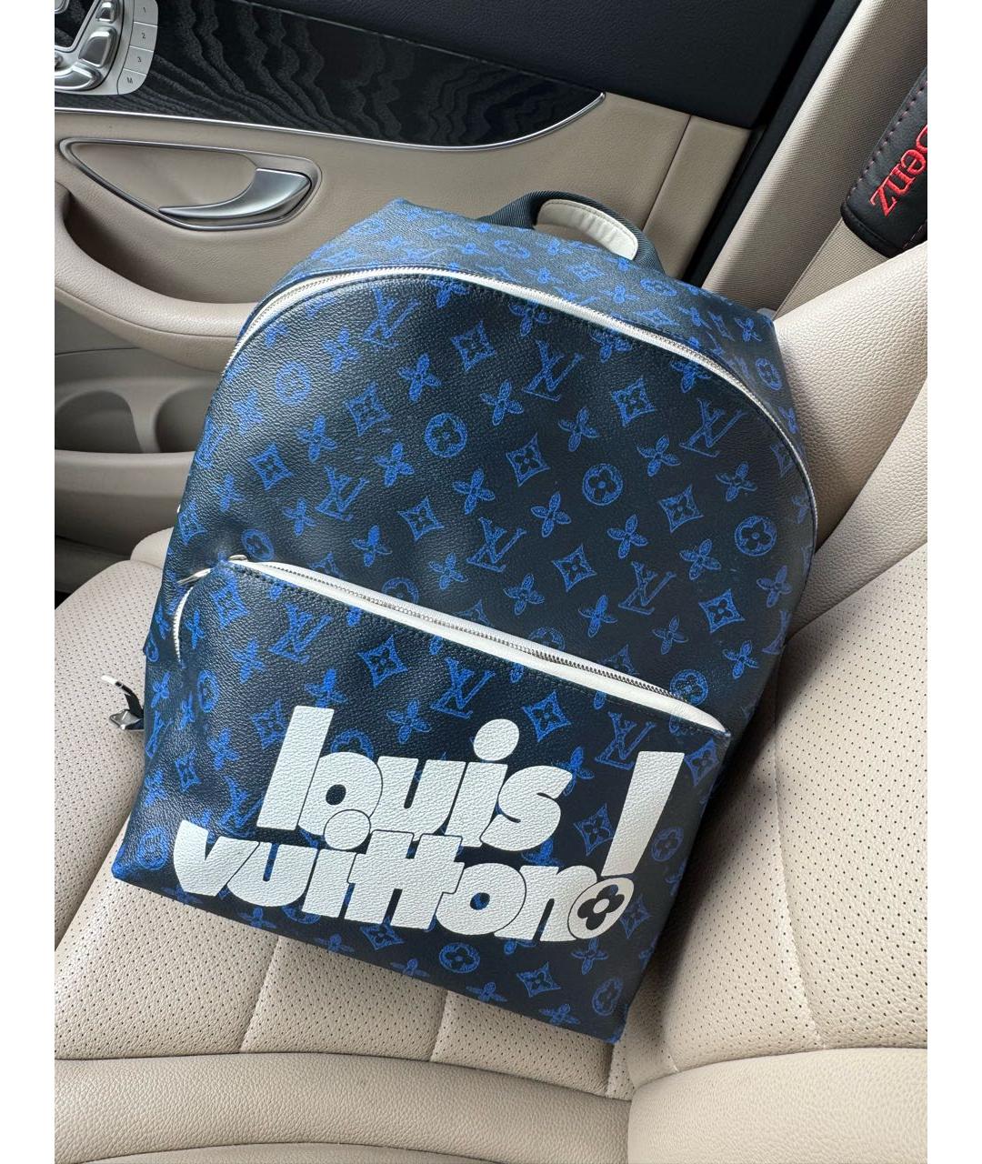 LOUIS VUITTON Синий рюкзак из канвы, фото 2