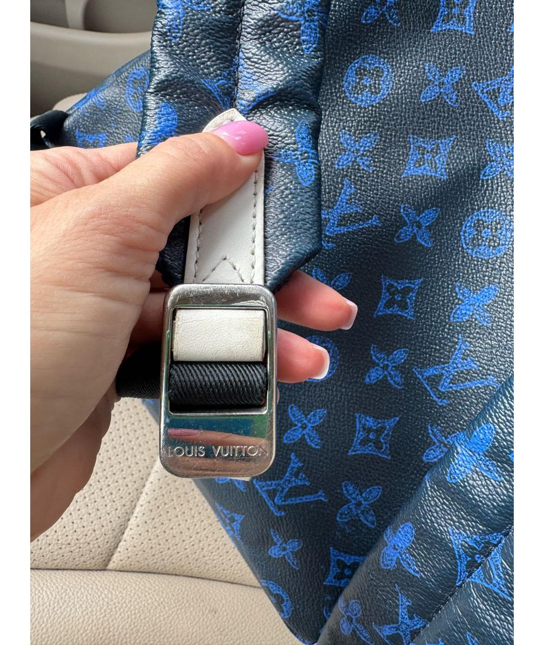 LOUIS VUITTON Синий рюкзак из канвы, фото 6