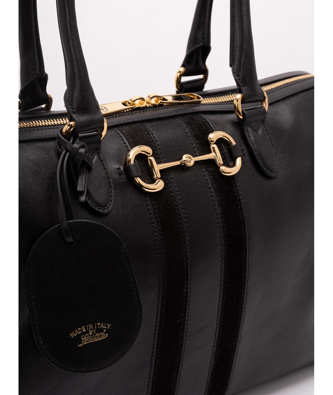GUCCI Черная кожаная сумка тоут, фото 4