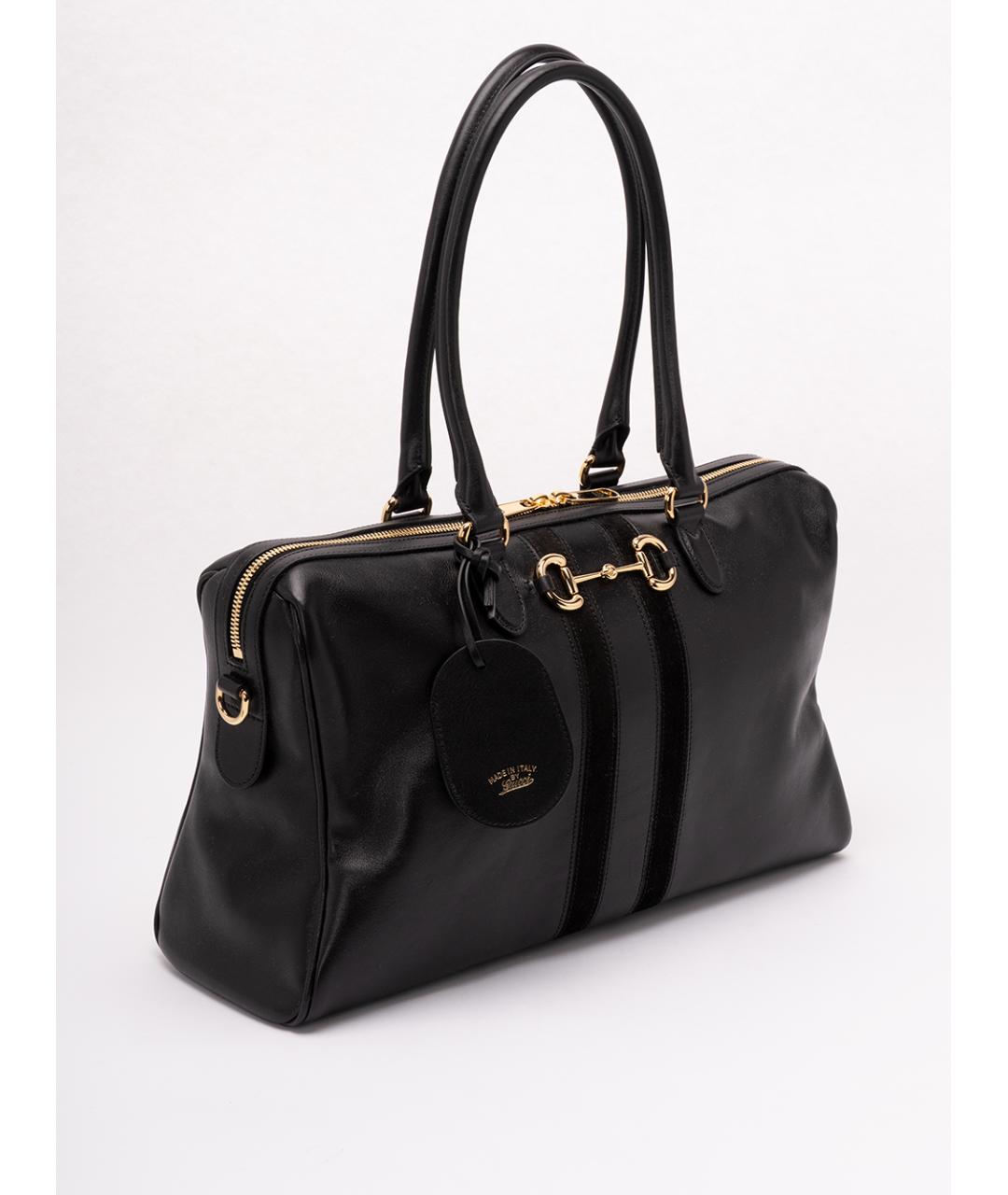 GUCCI Черная кожаная сумка тоут, фото 3