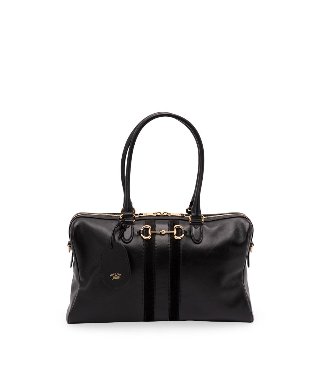 GUCCI Черная кожаная сумка тоут, фото 1