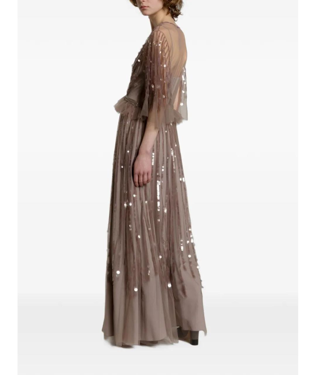 ALBERTA FERRETTI Бежевое полиэстеровое вечернее платье, фото 4