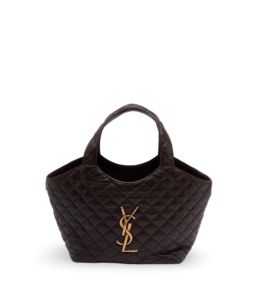 SAINT LAURENT Коричневая кожаная сумка тоут, фото 1