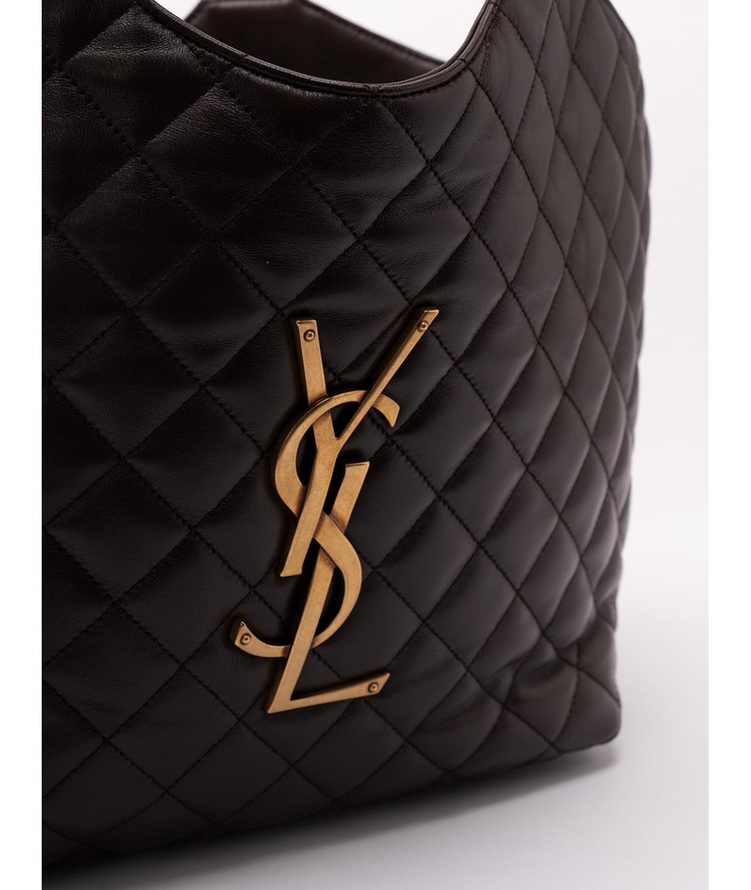 SAINT LAURENT Коричневая кожаная сумка тоут, фото 5