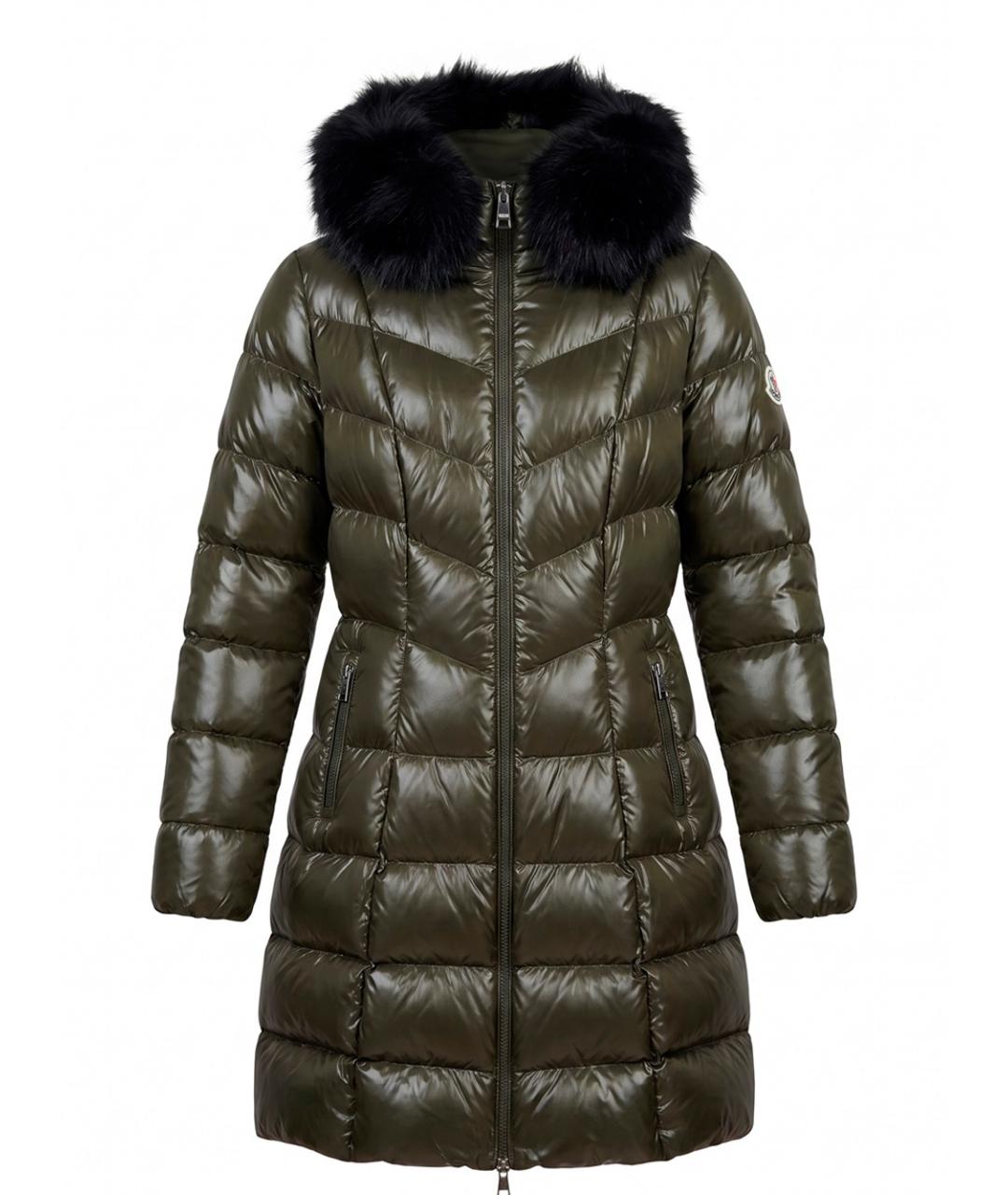 MONCLER Зеленый полиамидовый пуховик, фото 1
