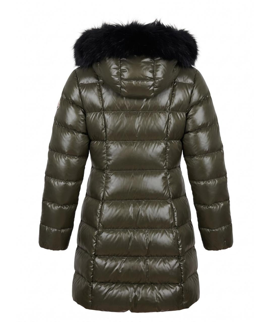 MONCLER Зеленый полиамидовый пуховик, фото 2