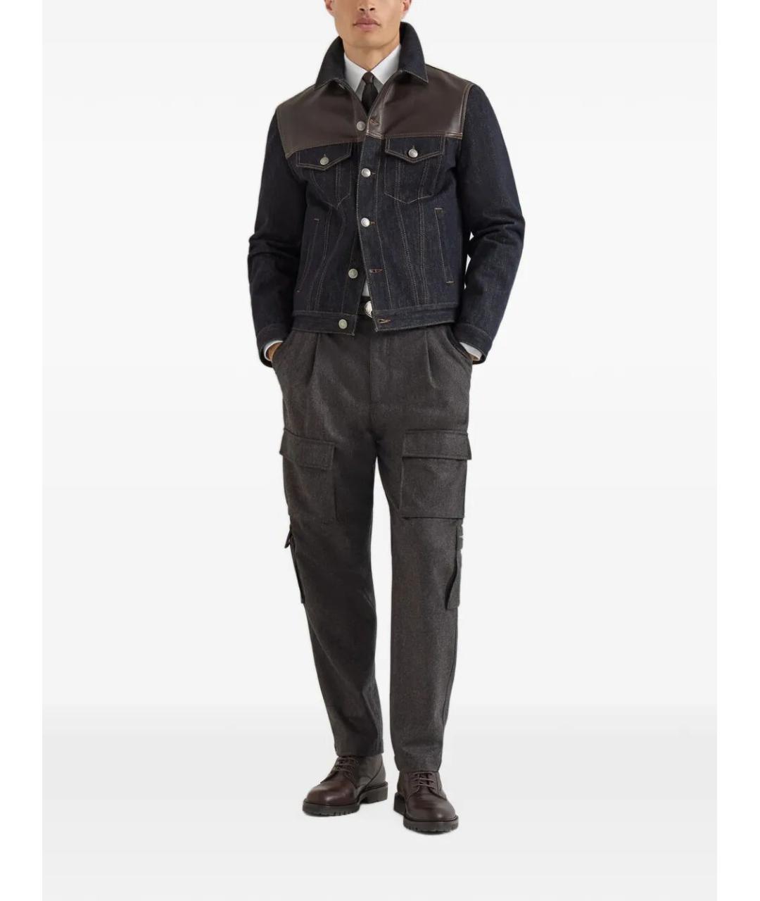 BRUNELLO CUCINELLI Коричневые шерстяные повседневные брюки, фото 6