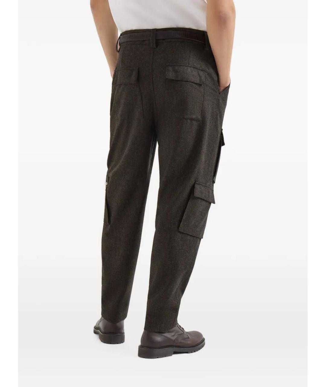 BRUNELLO CUCINELLI Коричневые шерстяные повседневные брюки, фото 4