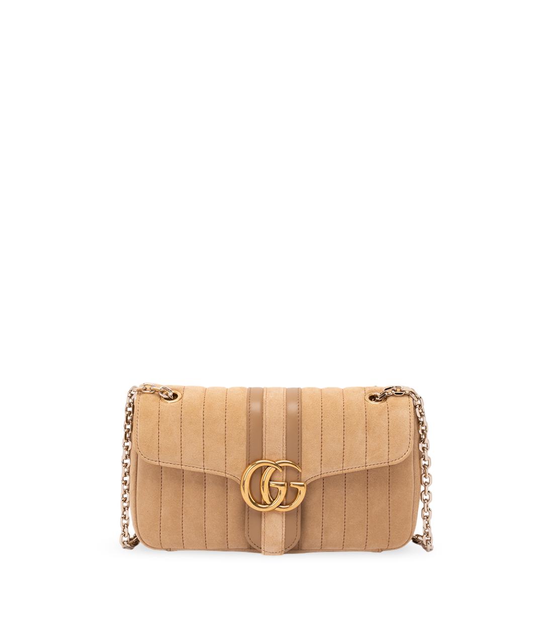 GUCCI Бежевая замшевая сумка через плечо, фото 1