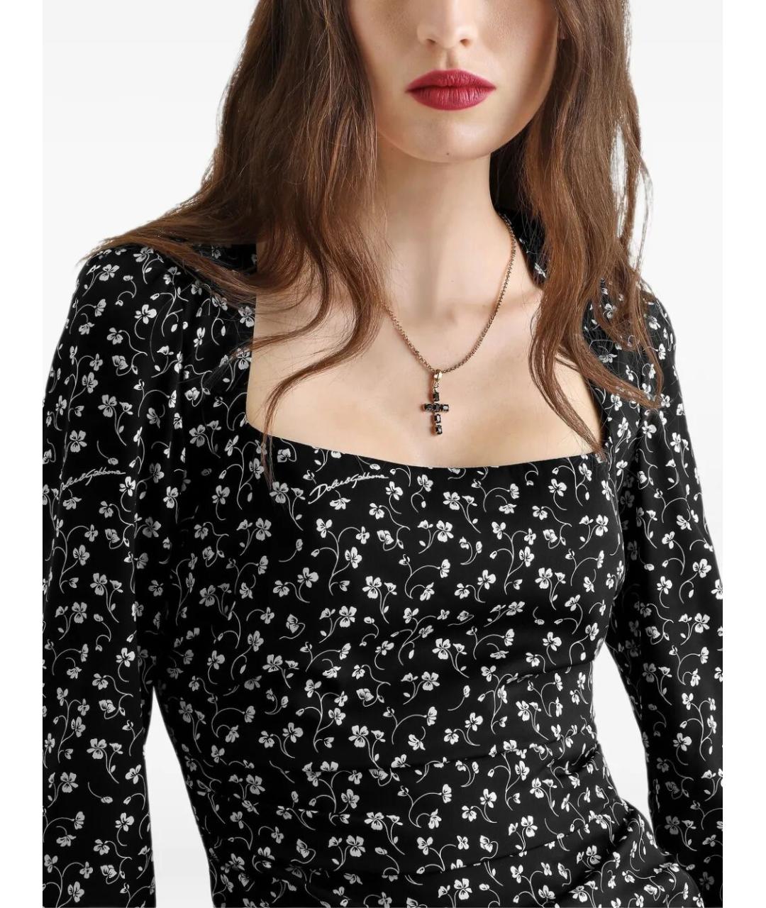 DOLCE&GABBANA Черное шелковое коктейльное платье, фото 5