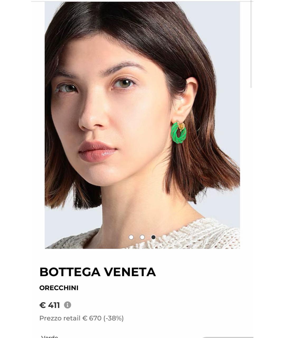 BOTTEGA VENETA Зеленые кожаные серьги, фото 5