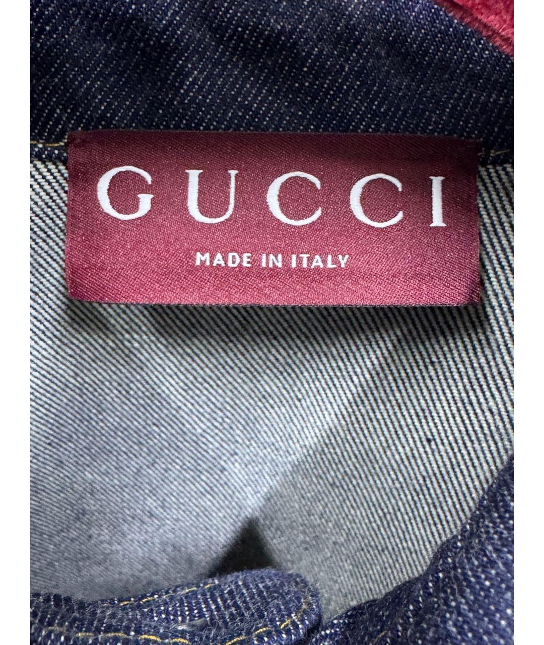 GUCCI Темно-синяя хлопковая кэжуал рубашка, фото 7