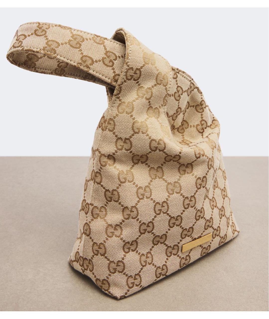 GUCCI Бежевая тканевая сумка с короткими ручками, фото 2