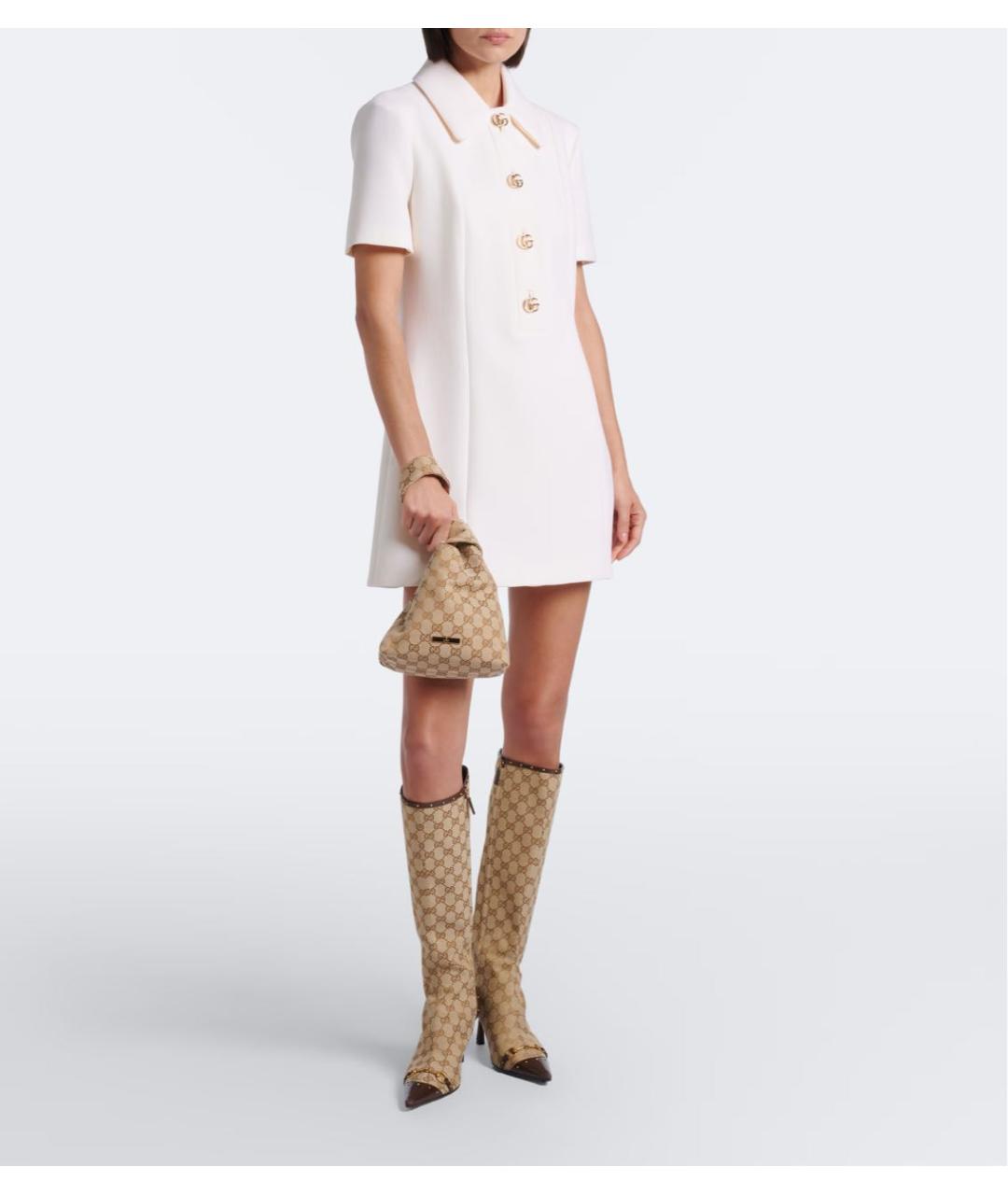 GUCCI Бежевая тканевая сумка с короткими ручками, фото 6