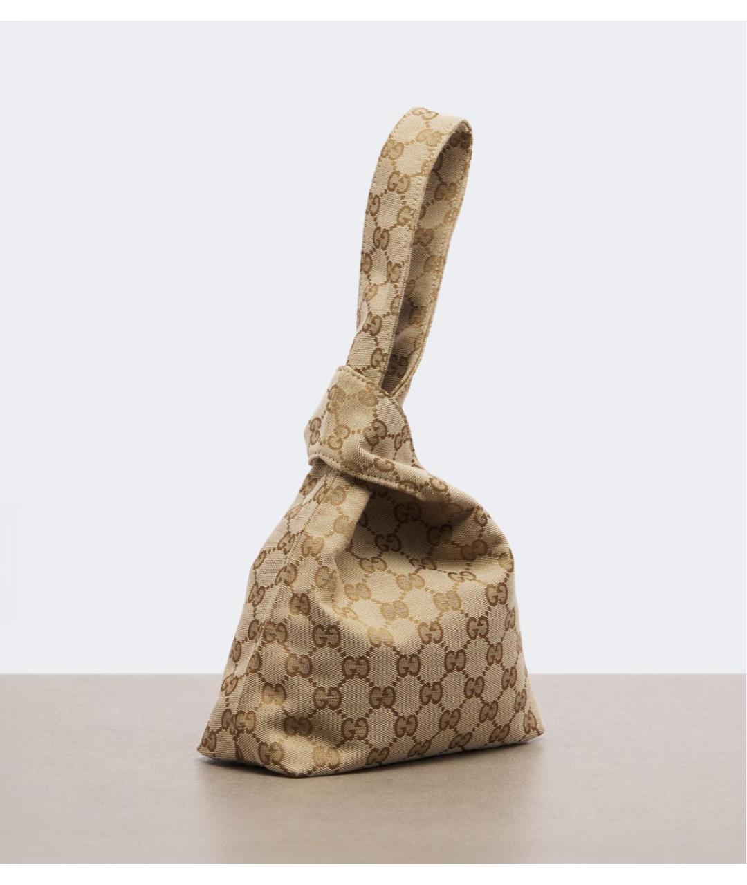 GUCCI Бежевая тканевая сумка с короткими ручками, фото 3