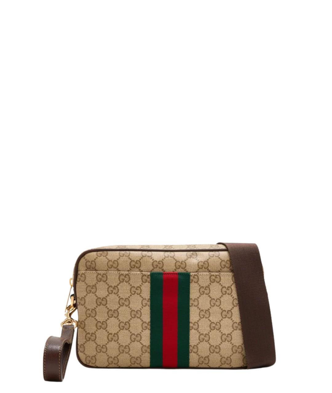 GUCCI Бежевая сумка на плечо из канвы, фото 5