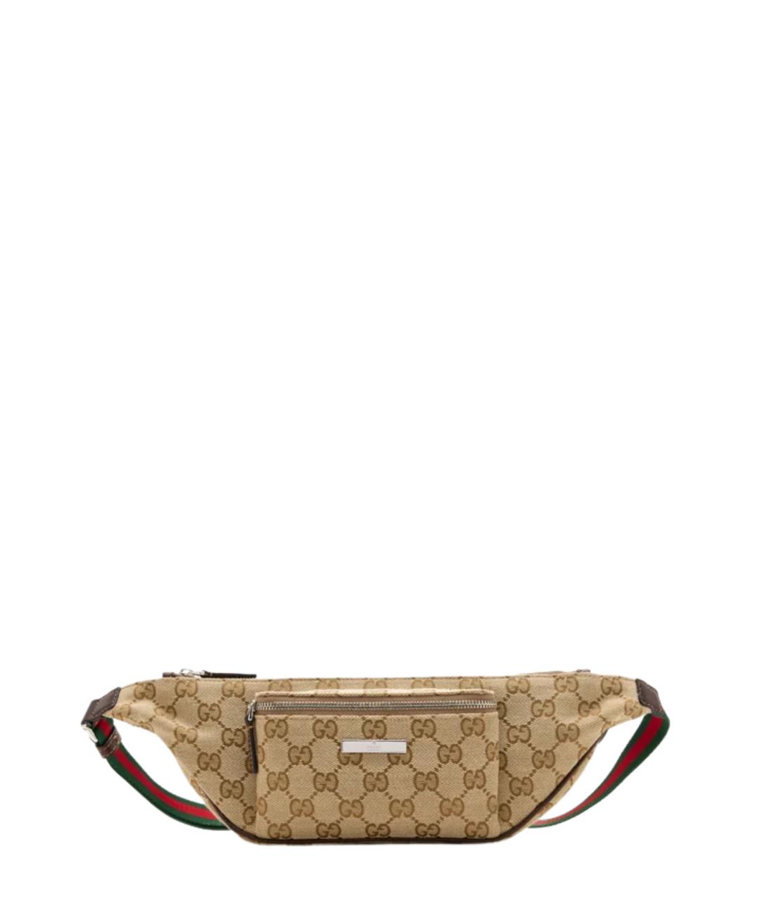GUCCI Бежевая поясная сумка из канвы, фото 5