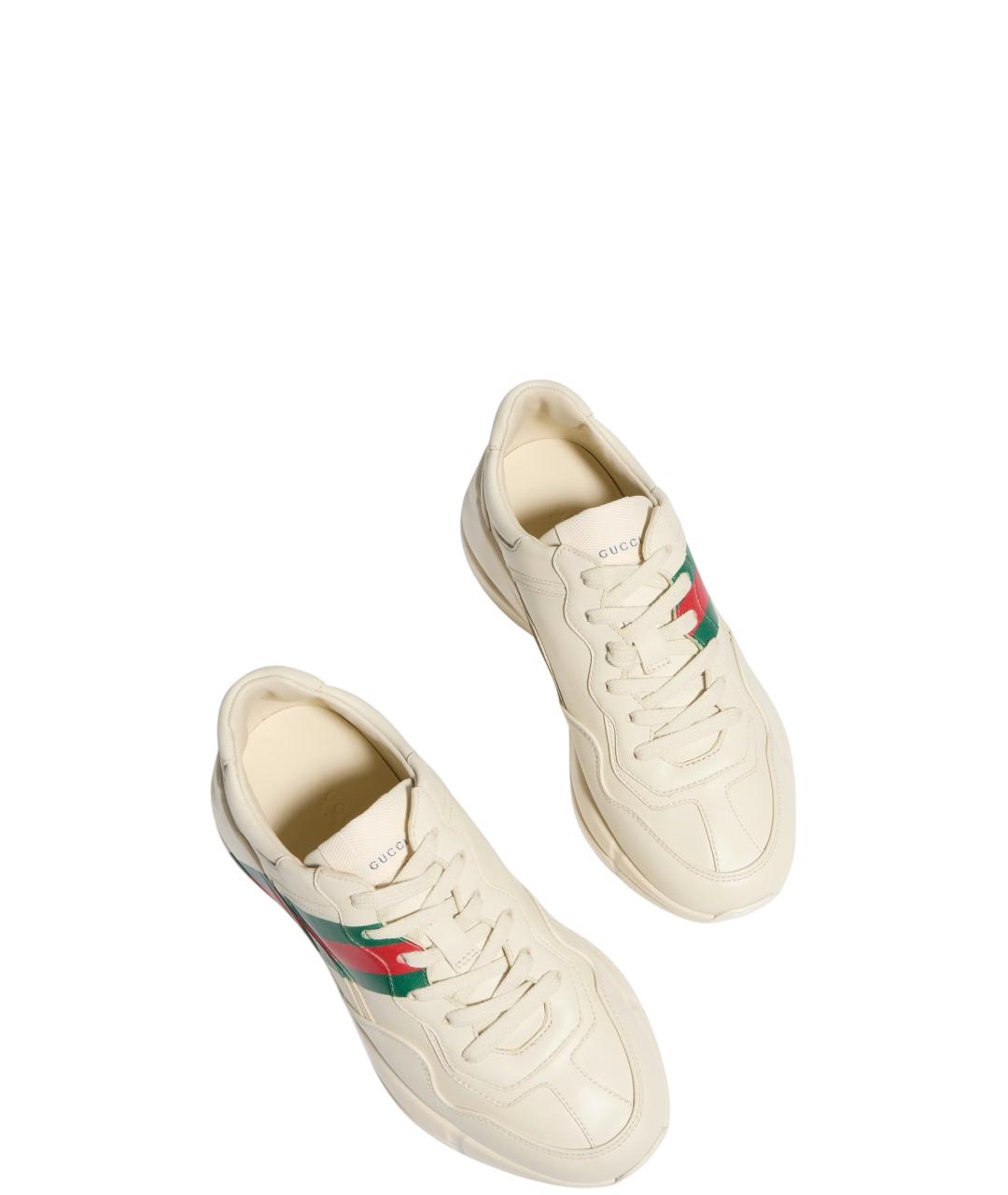 GUCCI Бежевые кожаные кроссовки, фото 6