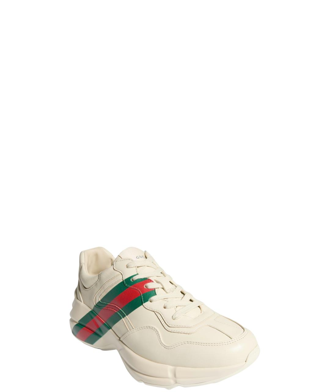 GUCCI Бежевые кожаные кроссовки, фото 3
