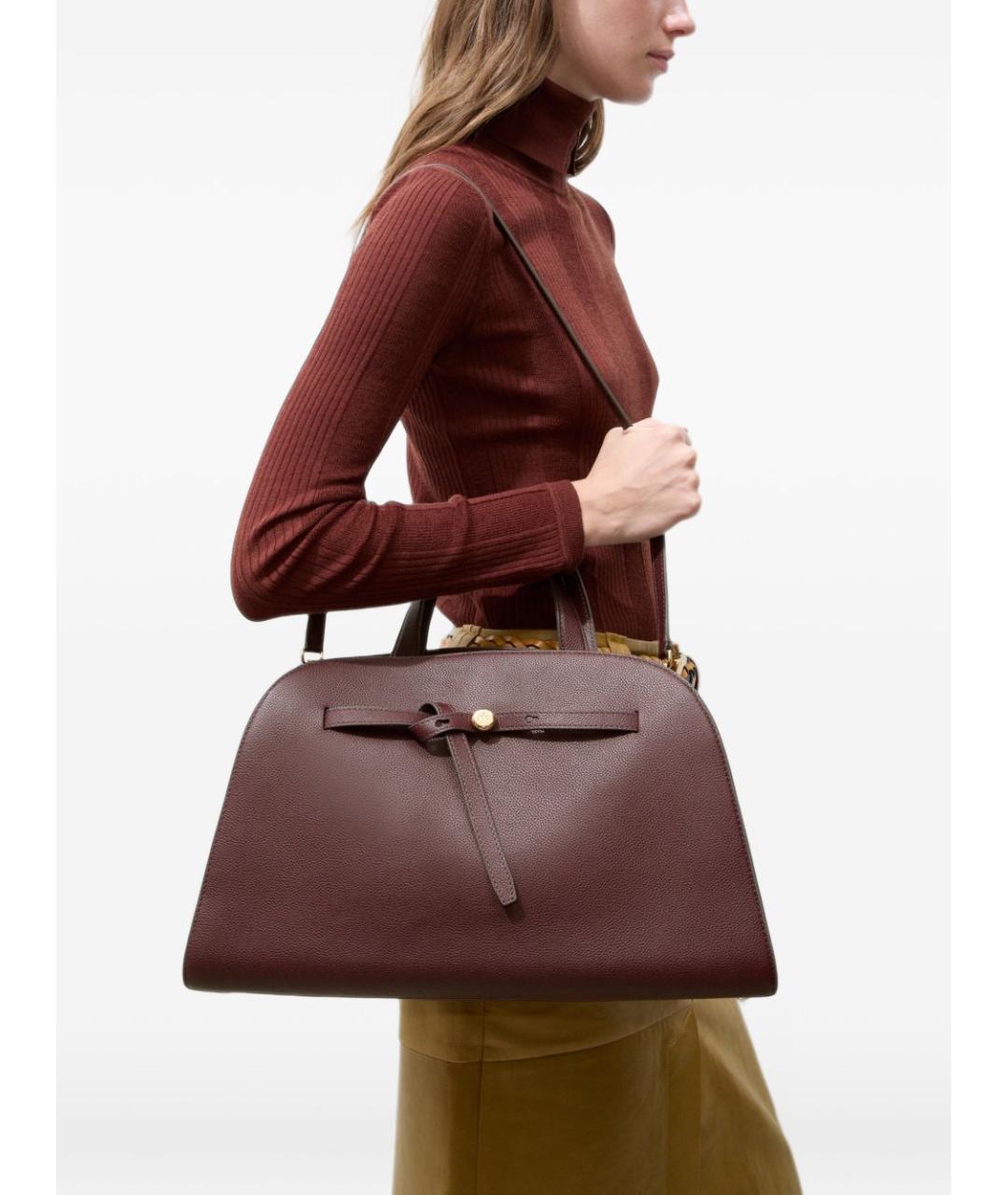 TORY BURCH Бордовая кожаная сумка тоут, фото 2
