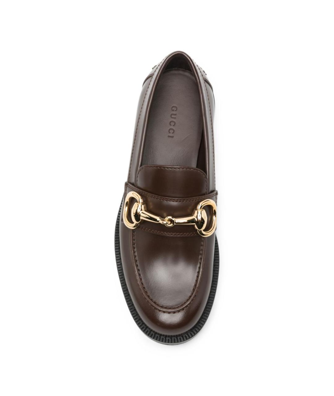 GUCCI Коричневые кожаные лоферы, фото 4
