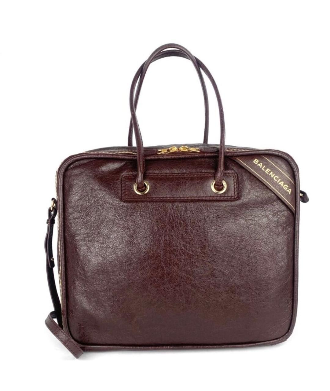 BALENCIAGA Коричневая кожаная сумка тоут, фото 5