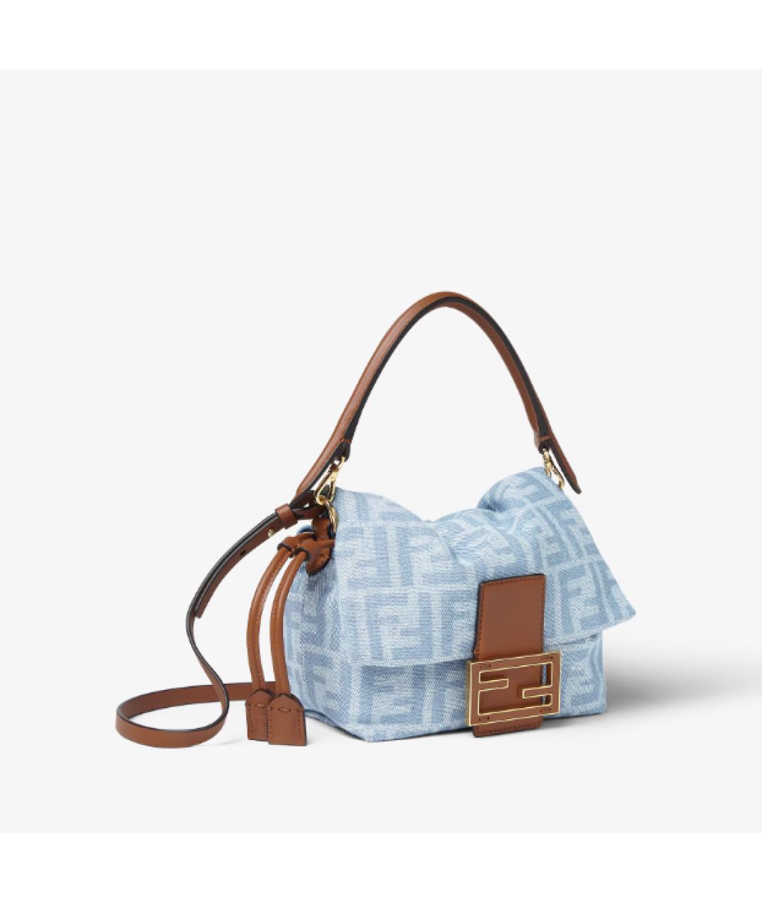 FENDI Голубая деним сумка через плечо, фото 2