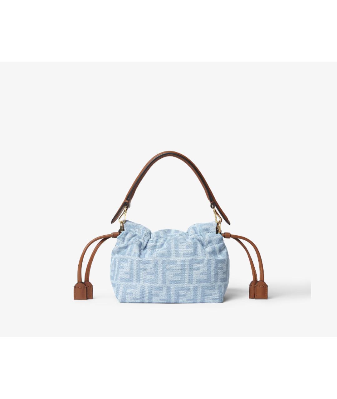 FENDI Голубая деним сумка через плечо, фото 3