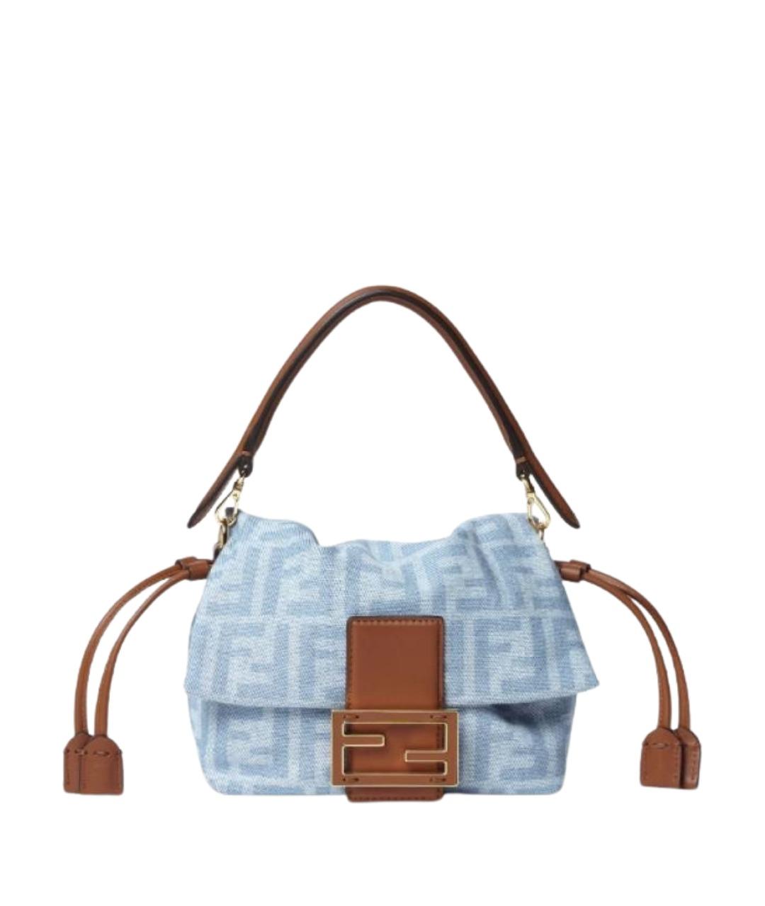 FENDI Голубая деним сумка через плечо, фото 1