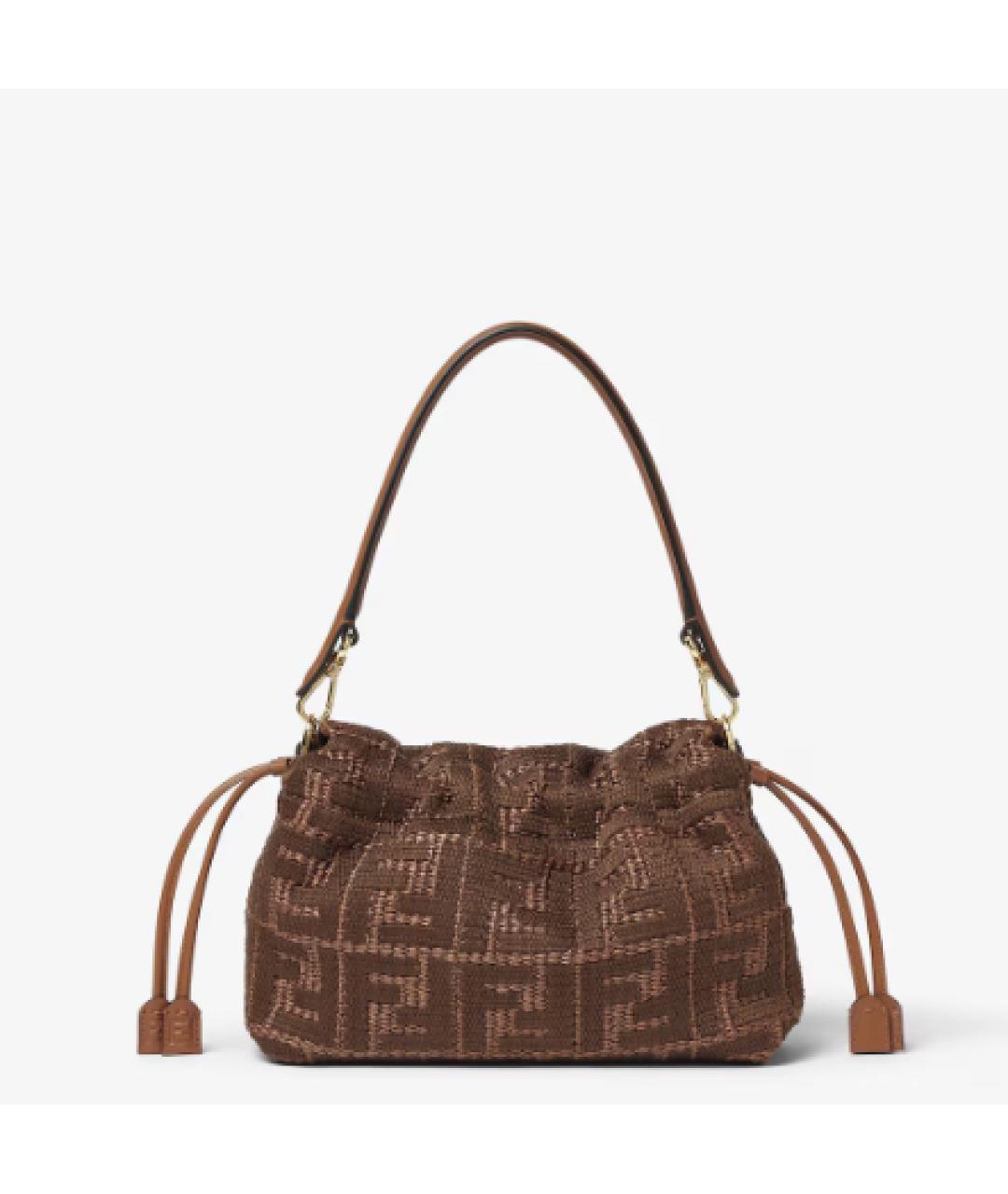 FENDI Коричневая тканевая сумка через плечо, фото 4
