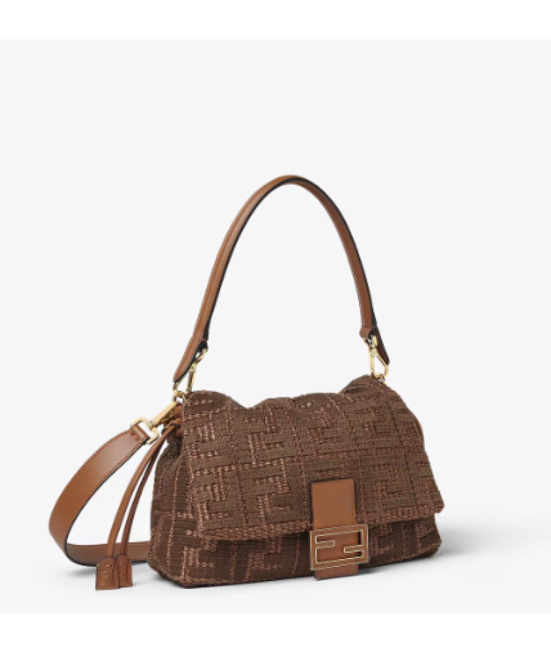 FENDI Коричневая тканевая сумка через плечо, фото 3